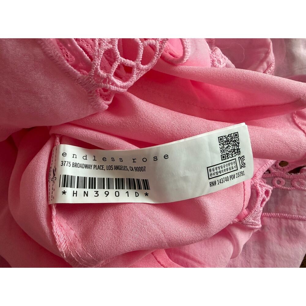 Endless Rose Pink Lace Overlay Dress Round Neck Lined Midi Sleeveless Sz L - Picture 16 of 16